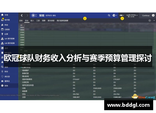 欧冠球队财务收入分析与赛季预算管理探讨